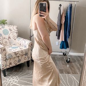 Show Me Your Mumu Formal Strappy Midi Dress Champagne Color Size XS NWT